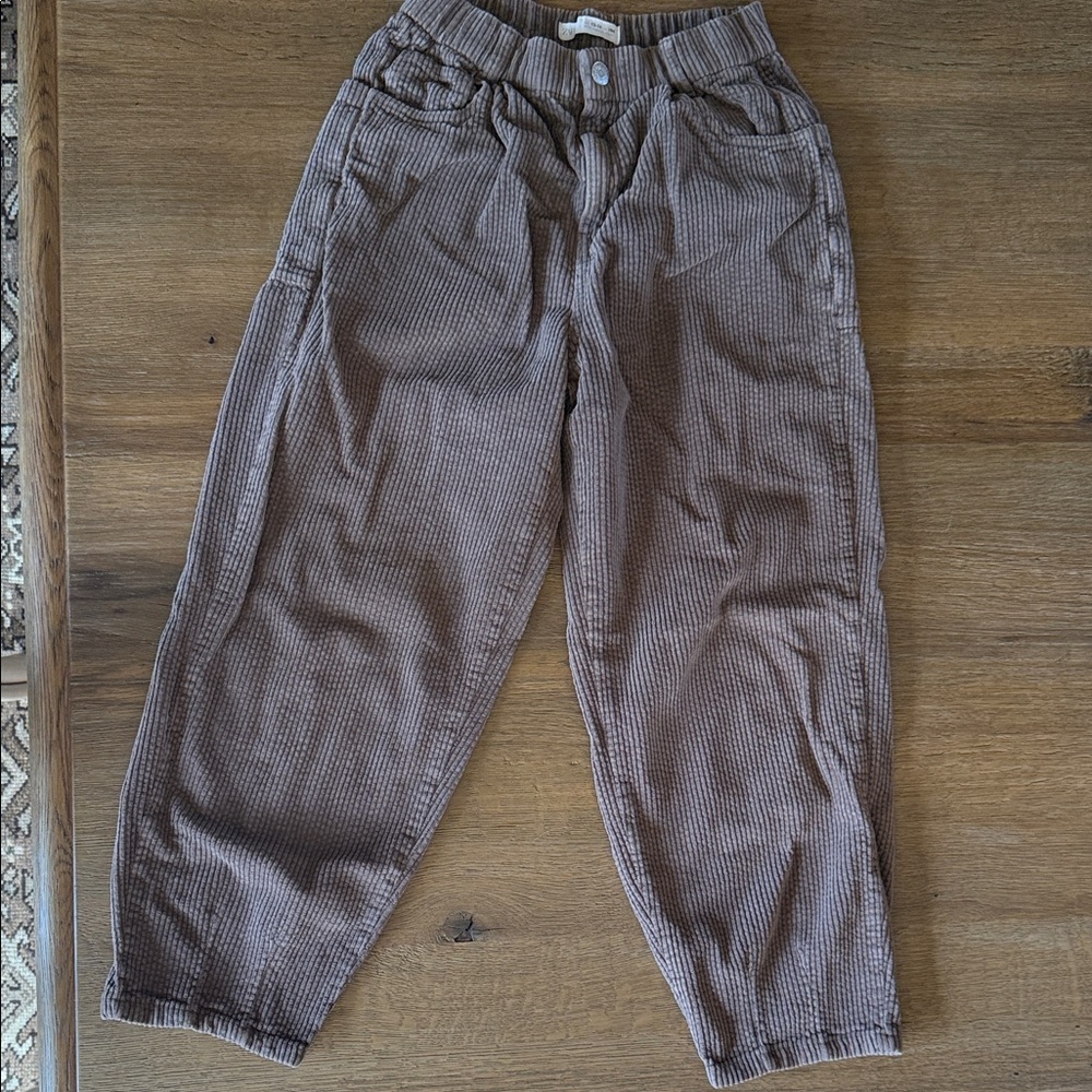 Boys Corduroy High-Waist Relaxed Pants - Brown